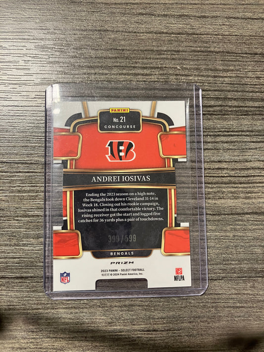 2023 Panini Select Football Andrei Iosivas RC # 599 Concourse Neon Gree Die-Cut