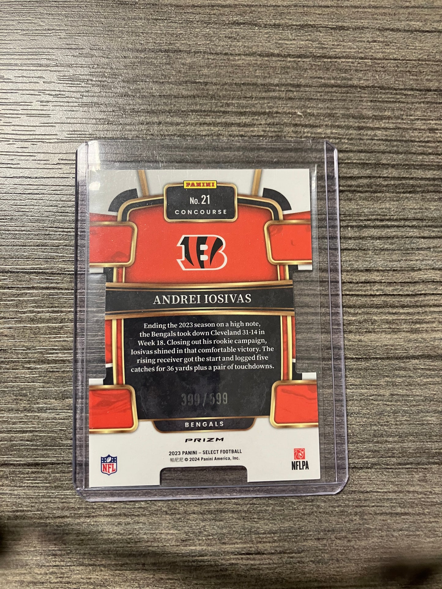 2023 Panini Select Football Andrei Iosivas RC # 599 Concourse Neon Gree Die-Cut