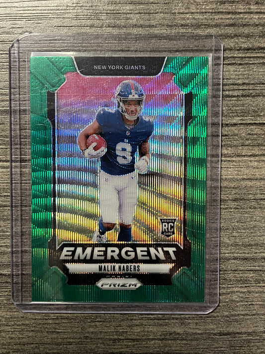 2024 Panini Prizm Malik Nabers Green Wave Emergent RC